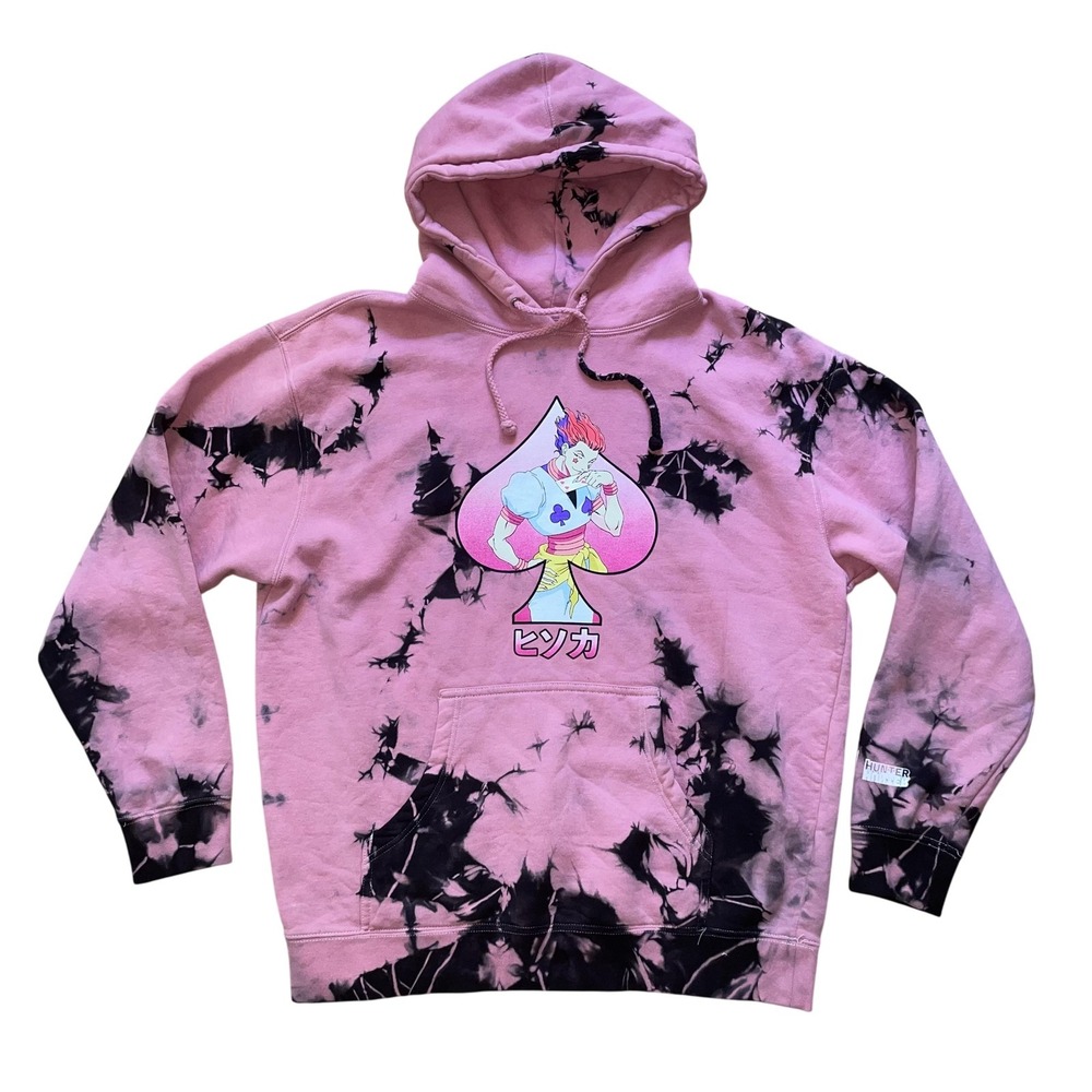 Hypland Hunter x Hunter Hisoka Hoodie Mens Large Pink Black Tie Dye HXH Anime